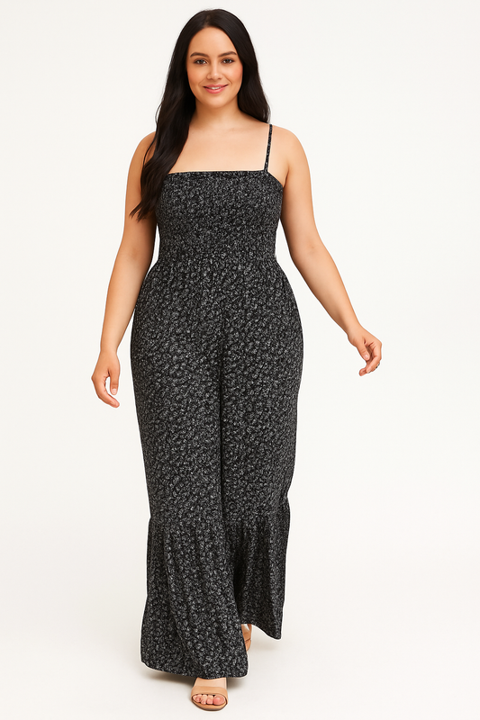 Adora Milano Floral Spaghetti Strap Wide Leg Jumpsuit