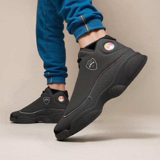 Adora Milano Serie 133 Black Sole High-Top Leather Basketball Sneakers