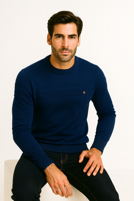 Adora Milano Round Neck Striped Sweater