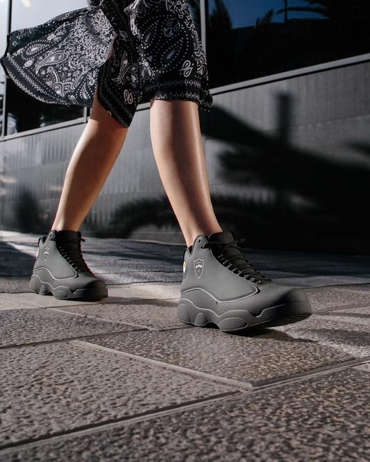 Adora Milano Serie 133 Black Sole High-Top Leather Basketball Sneakers