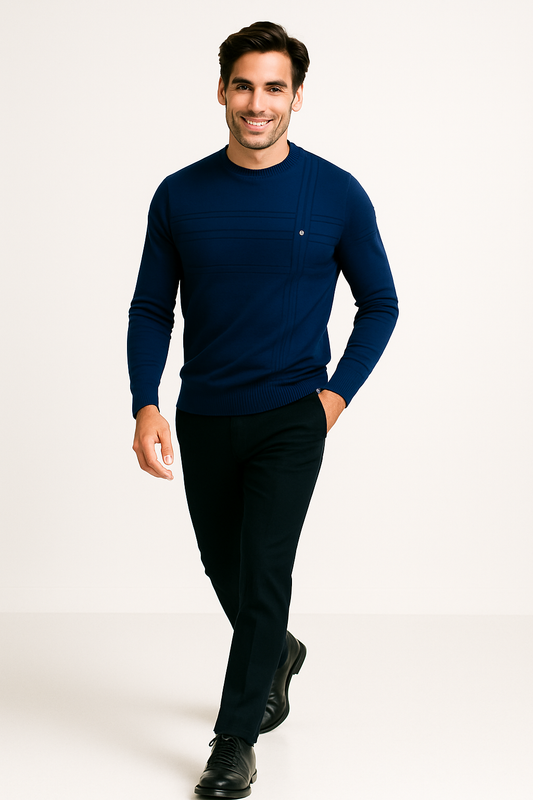 Adora Milano Round Neck Striped Sweater