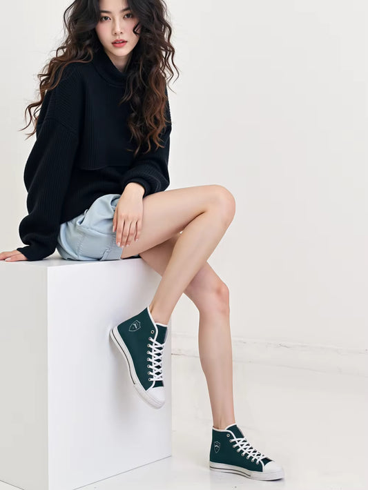 Adora Milano Serie 188 Classic High-Top Canvas Shoes - White/Black
