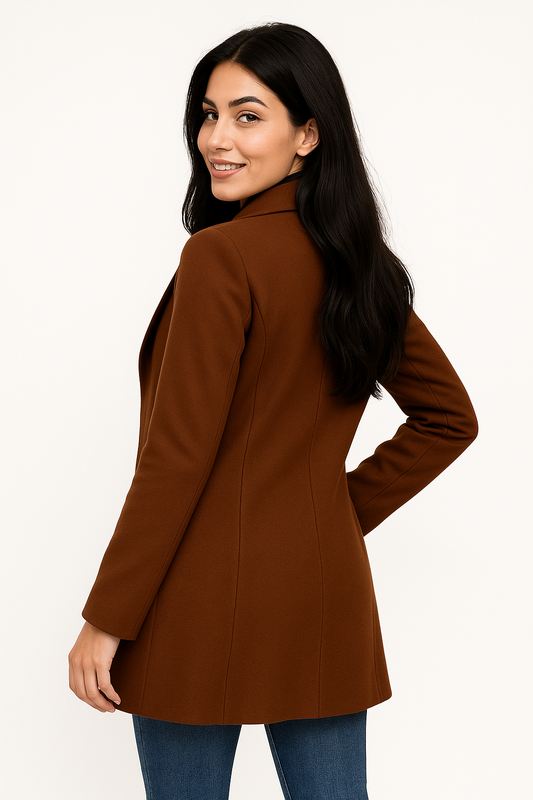Adora Milano Collared Neck Long Sleeve Longline Coat