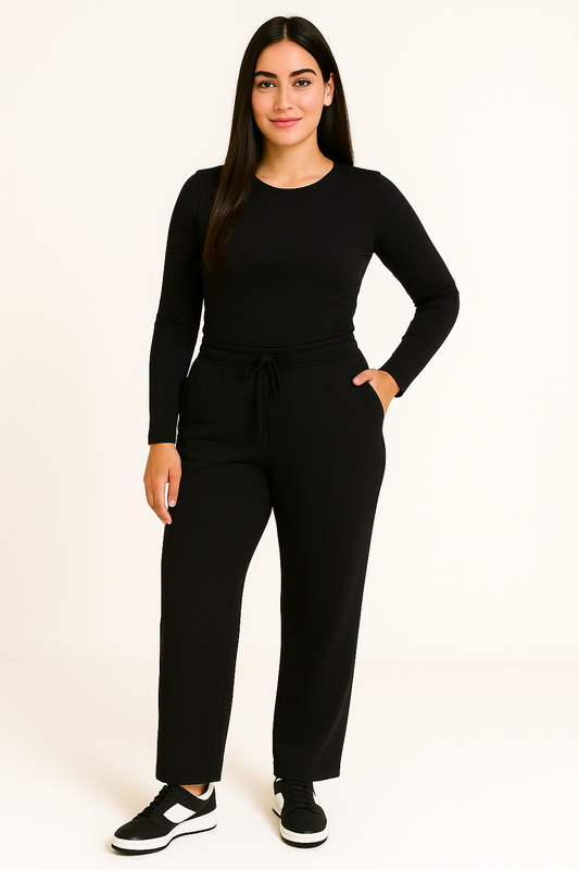 Adora Milano Full Size Casual Long Sleeve Top and Pants Set Plus Size