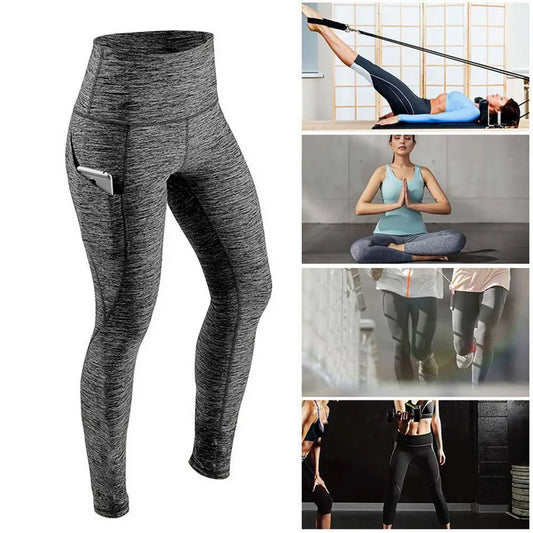 Adora Milano Women Yoga Leggings Tummy Control Ruched Booty With Pocket Pants