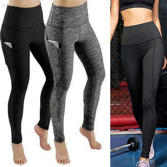 Adora Milano Women Yoga Leggings Tummy Control Ruched Booty With Pocket Pants