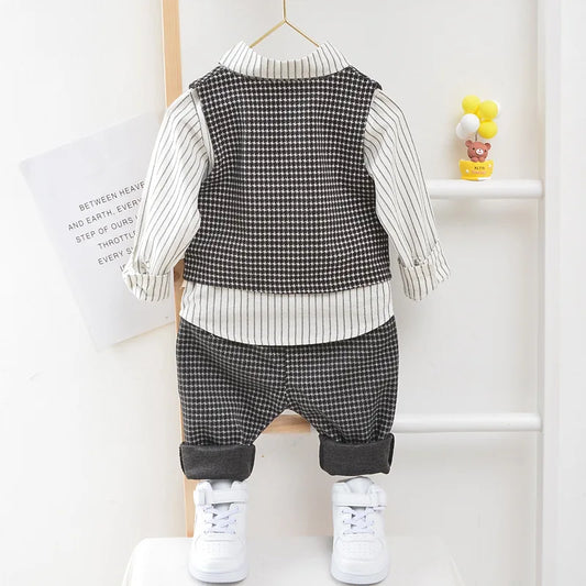 Adora Milano Clothing Suit Set Baby Boy Casual Wear Striped Shirt Vest Pants Costume