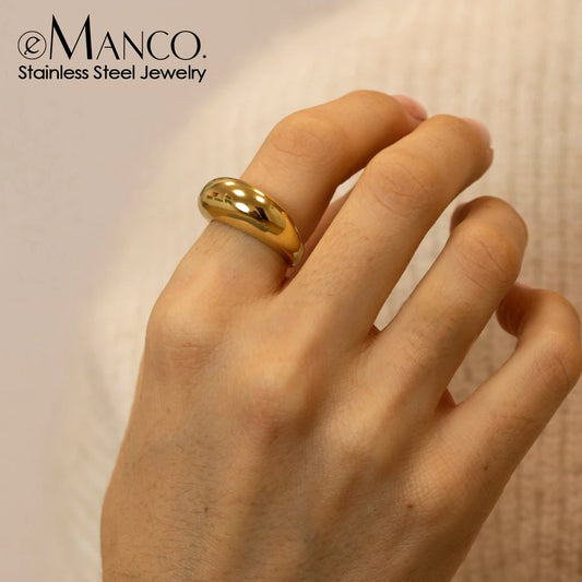 Adora Milano Fashion Simple Stainless Steel Rings for Women Arc Rings Jewellery Geometric