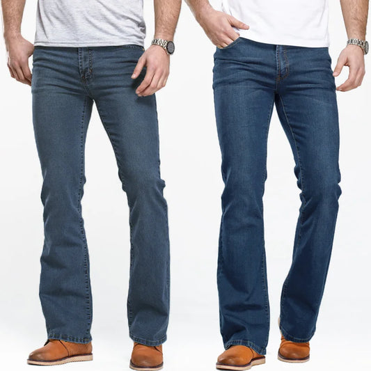 Adora Milano Mens Boot Cut Jeans Slim Fit Blue Black Classic Male Stretch Denim Pants