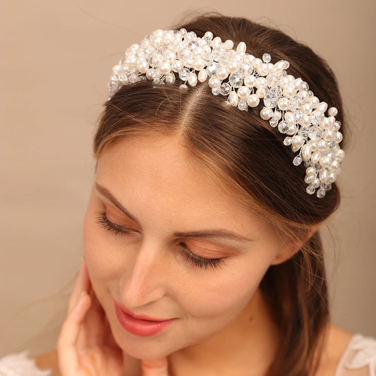 Adora Milano Headwear Pearl Crown Princess Crystal headband Jewelry Bridal Accessories