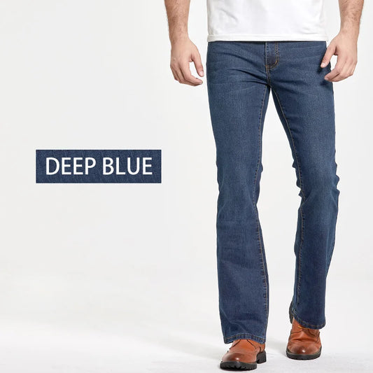 Adora Milano Mens Boot Cut Jeans Slim Fit Blue Black Classic Male Stretch Denim Pants