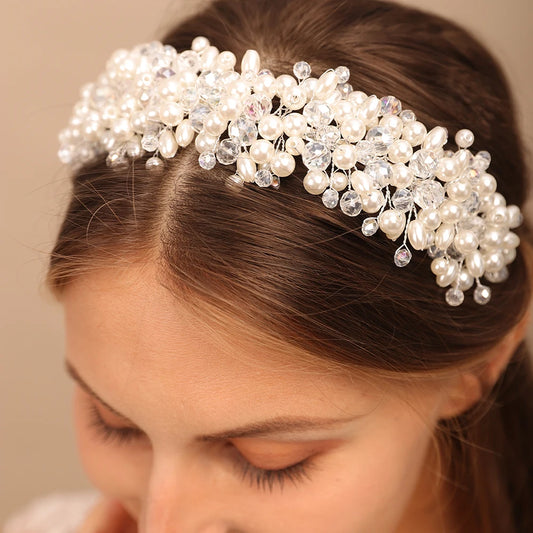 Adora Milano Headwear Pearl Crown Princess Crystal headband Jewelry Bridal Accessories