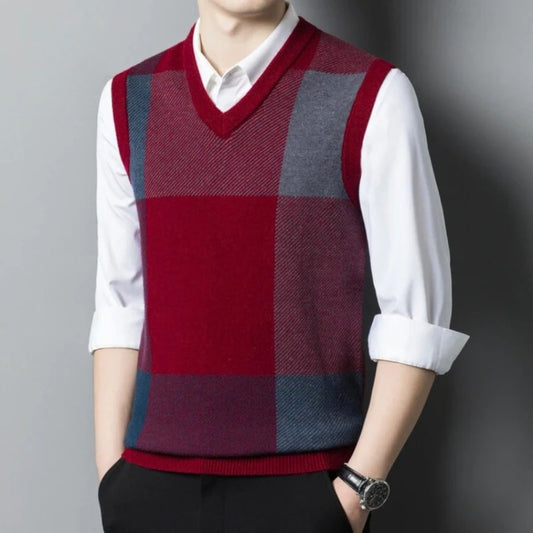 Adora Milano Men's V-neck Vest, Warm Pullover Vest.Stretchable