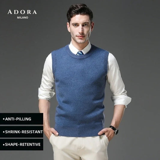 Adora Milano Brand Business Casual Fashion Men Knit Pullover Sweater Vest Autum Winter Sleeveless