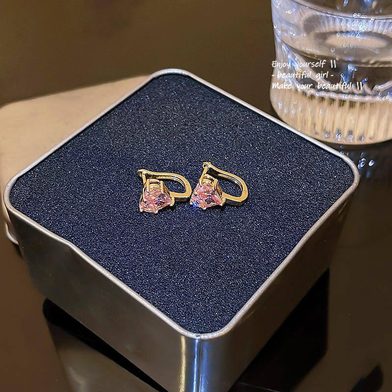 S925 Silver Needle Super Fairy Temperament Long Tassel Flower Earrings Versatile Temperament Pink Zircon Love Earrings Stud Earrings