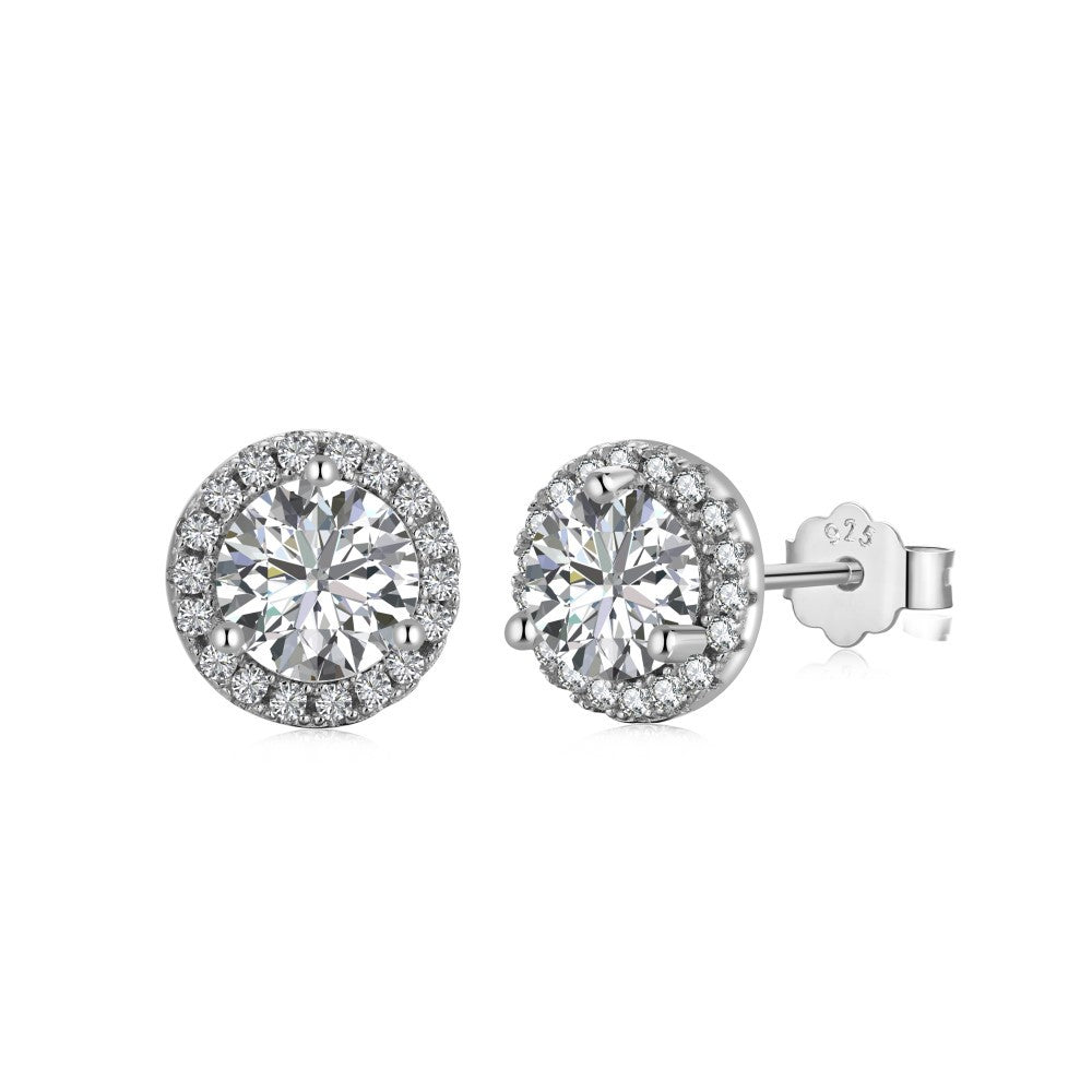 S925 Sterling  Zircon Single Diamond Earrings Flashing High-end Light Luxury 8A Ice Flower Cut Female Earrings For Ear Piercing