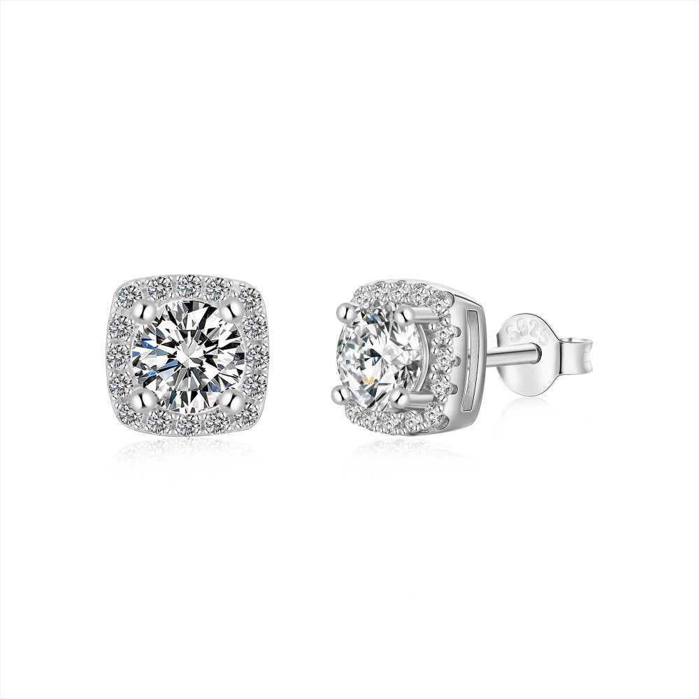 S925 Sterling  Zircon Single Diamond Earrings Flashing High-end Light Luxury 8A Ice Flower Cut Female Earrings For Ear Piercing
