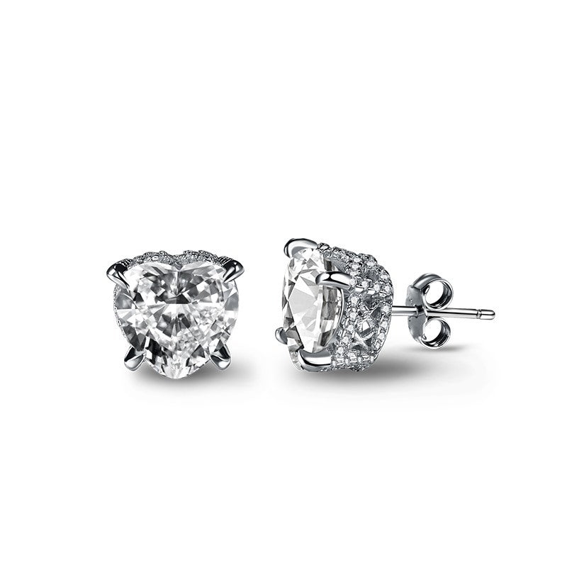 S925 Sterling  Zircon Single Diamond Earrings Flashing High-end Light Luxury 8A Ice Flower Cut Female Earrings For Ear Piercing
