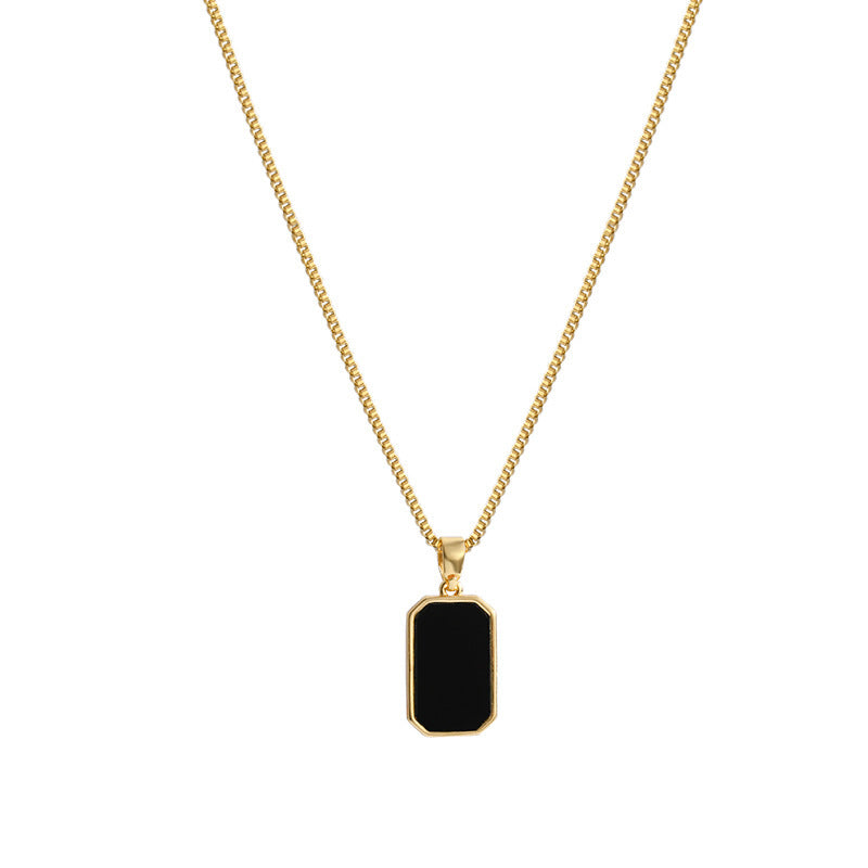 Fashion Small Black Brand Titanium Steel Necklace Women's All-match Light Luxury High-end Sense European And American Niche Design Sense 18K Gold Not Fading
