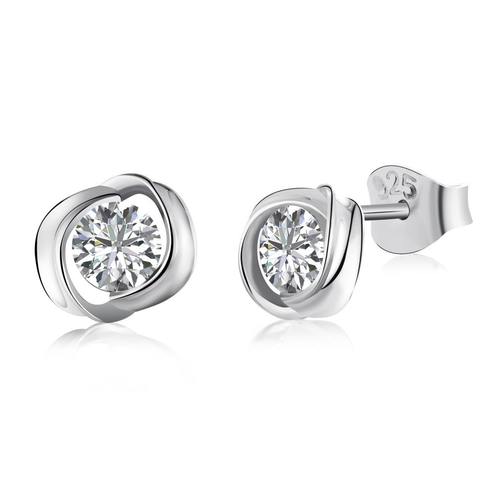 S925 Sterling  Zircon Single Diamond Earrings Flashing High-end Light Luxury 8A Ice Flower Cut Female Earrings For Ear Piercing