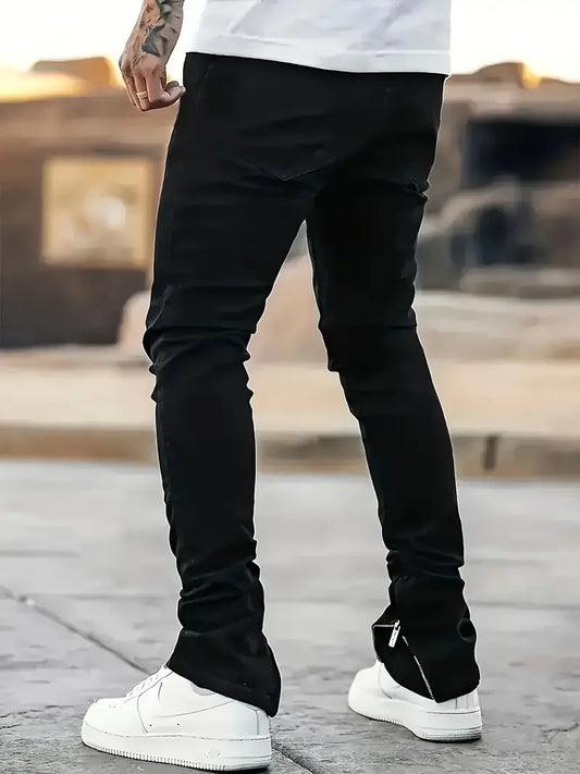Adora Milano Men's Slim Fit Black Jeans-Street Style, Cotton Blend