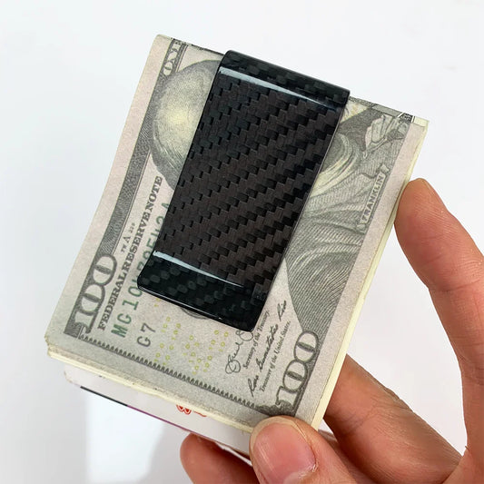 Adora Milano Matte Black Twill Real Carbon Fiber Card Bill Cash Clip Ticket Clip For Men