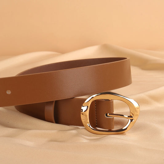 Adora Milano Women's Fashion Wide PU Leather Belt 3.3cm with Metal Style Waist Belt for Jeans Pants and Skirts
