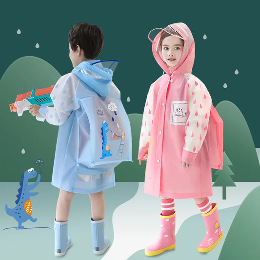 Adora Milano Children Raincoat Girls Boys School Students Backpack Location Waterproof