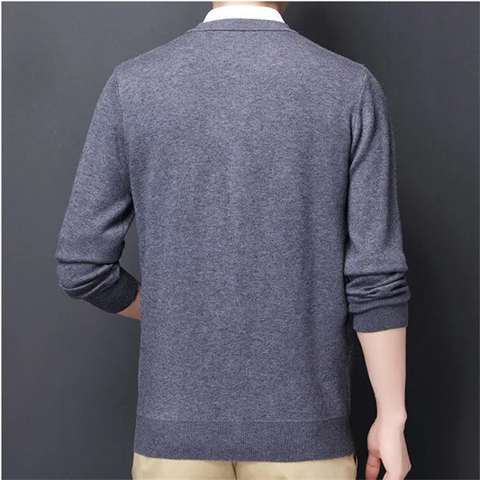 Adora Milano Men's  Cardigan Fashion V-Neck Smart Casual Men Slim Fit Sweater