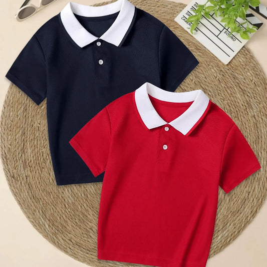 Adora Milano  Children's Summer Color Matching Lapel POLO Shirt Boy