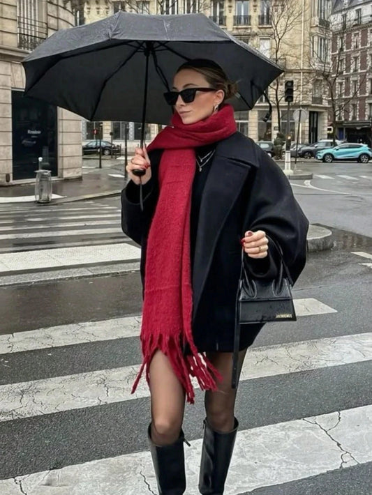 Adora Milano Winter Scarf Women Luxury Autumn Winter Tassels Fluffy Scarf Solid Color Soft Shawl