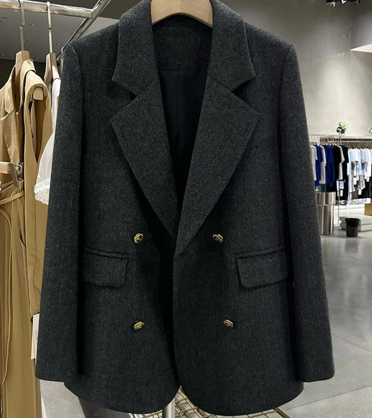 Adora Milano Women's jacket Dark Gray Woolen Suit Women coat Elegant Fashion