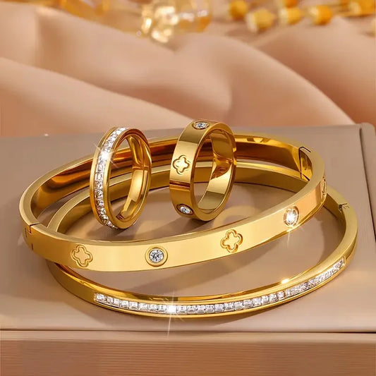 Adora Milano Luxury Brand Stainless Steel Bracelet Ring Set for Women