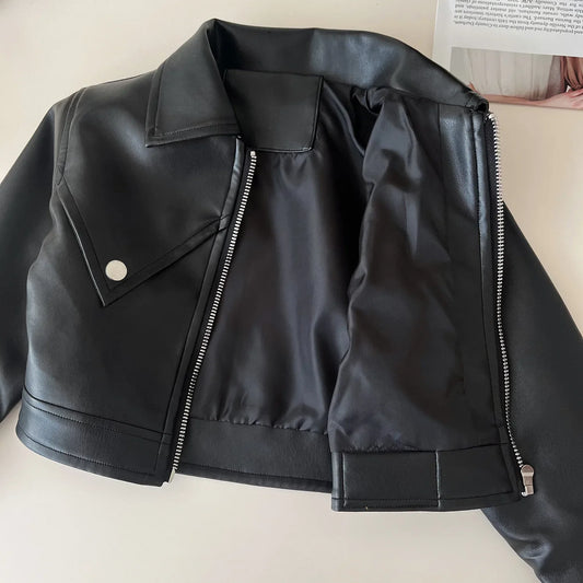 Adora Milano Set for Girls  Solid Leather Top + Solid Leather Pleated Skirt
