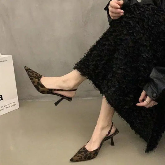 Adora Milano Leopard Print Stiletto Heeled Closed-Toe Sandals French Fashion