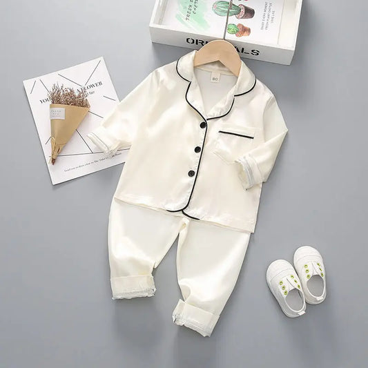 Adora Milano Boys Girls Kids Pajama Sets Causal Solid Long Sleeve T-Shirt Tops with Pants