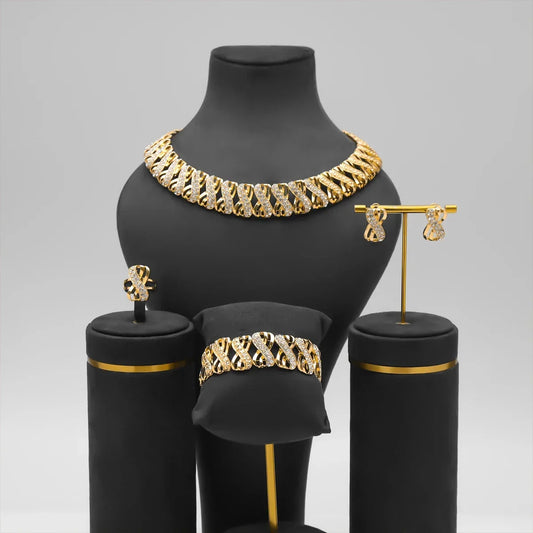 Adora Milano Jewelry Set Dubai African Choker Necklace Earrings Rings
