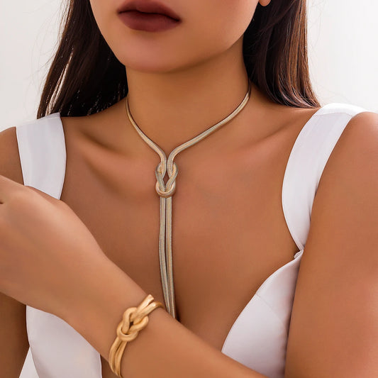 Adora Milano Smooth Long Snake Twisted Chain Necklace Bracelet for Women