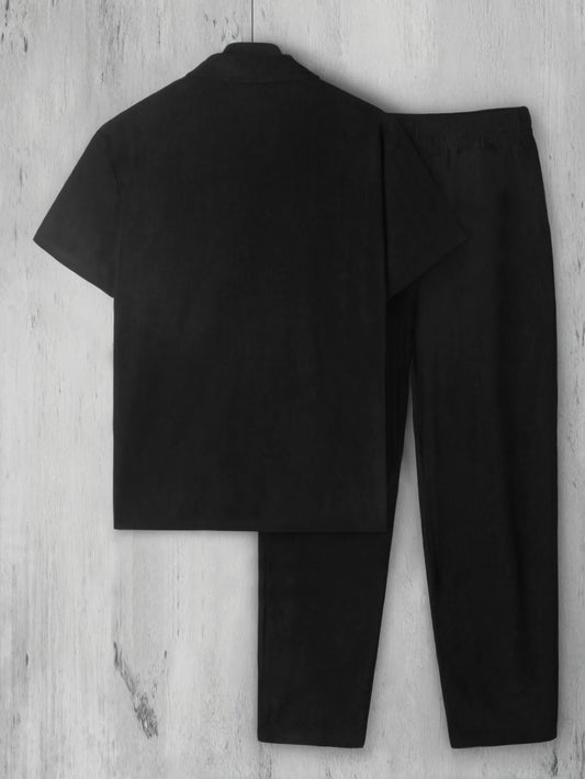 Adora Milano Men's Short Sleeve Shirt + Pants Suits