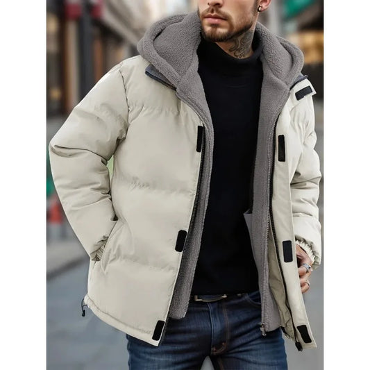 Adora Milano Men's Jacket Casual Hooded Bread Coat  Pockets Overcoat