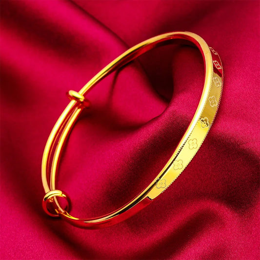 Adora Milano Gold Leaf Bangle Pure Gold, 3D leaf veins, shiny finish, elegant for daily wear