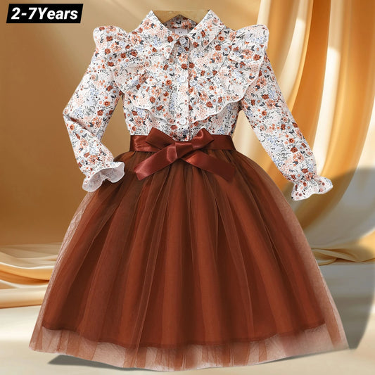 Adora Milano  Kids Girls Dress Long Sleeve Spring Autumn  Dress Casual Cute Comfort Girls Clothing 2-7Y