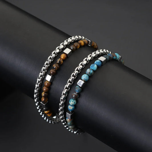 Adora Milano Men Bracelet Set 4mm Stainless Steel Cuban Chain Braslet