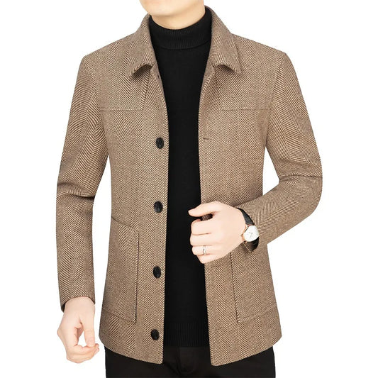 Adora Milano Men Autumn Suit Jacket Vintage Solid Color Long Sleeve Male Blazer Pocket Casual Man Outerwear