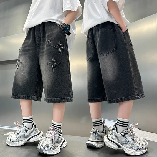 Adora Milano Boys Denim Shorts Casual Cropped Jeans Pants
