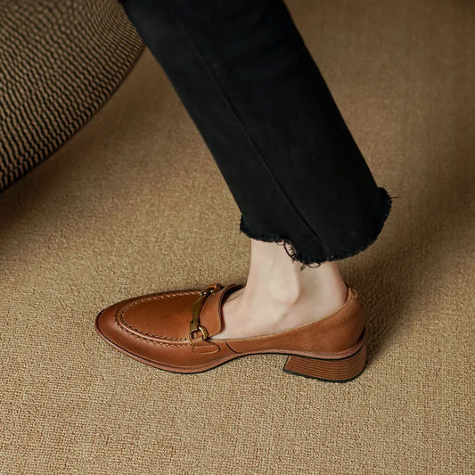 Adora Milano Women Pumps Spring Summer High Heel Round Toe Buckle Genuine Leather