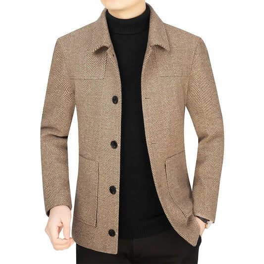 Adora Milano Men Autumn Suit Jacket Vintage Solid Color Long Sleeve Male Blazer Pocket Casual Man Outerwear