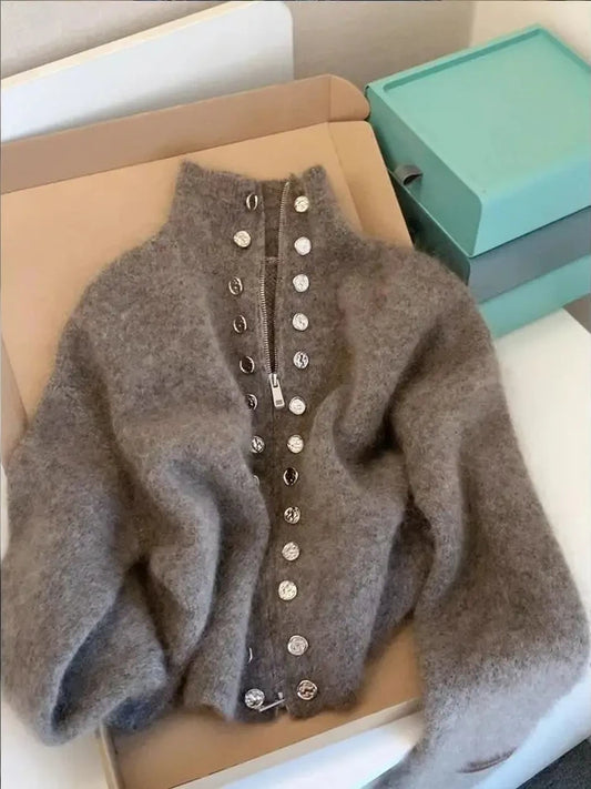 Adora Milano Knitted Cardigan Sweater Design Double Breasted Sweater Coat