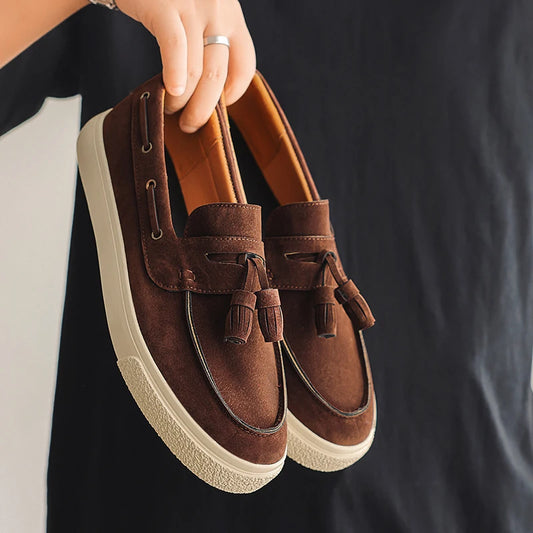 Adora Milano Suede Leather Handmade Loafers Leisure Walk Male Casual Shoes