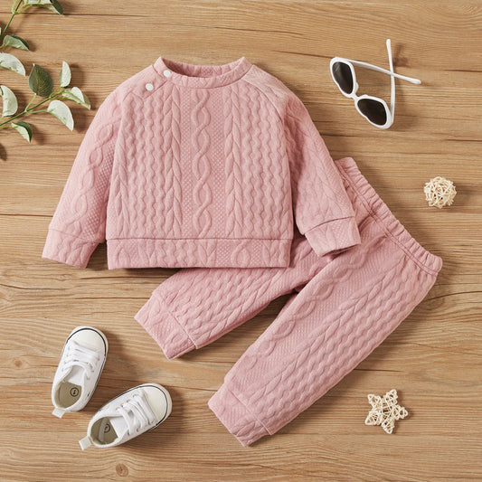Adora Milano  Baby Girl Boy Clothes Set Solid Color Long Sleeves Top+Pants